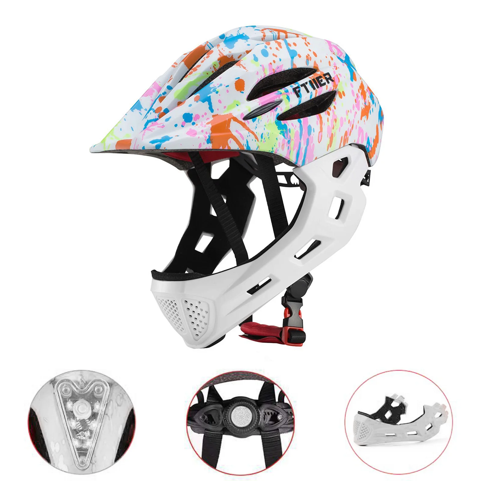

LED Cycling Safety Helmet for Children Adjustable Full Helmet Head Protection Apply to Bicycle Roller Skating Balance Car