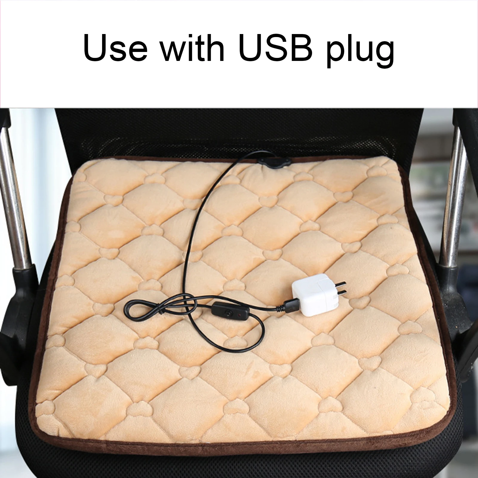 45 см x 5 в зимнее теплое плюшевое автомобильное сиденье с питанием от USB офисное