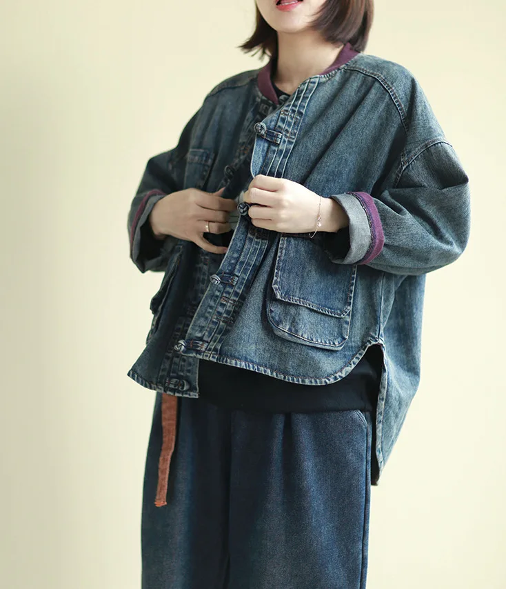 Women Spring Single Breasted Denim Jackets Ladies Vintage Handmade Button Coat Outerwear Female 2020 | Женская одежда