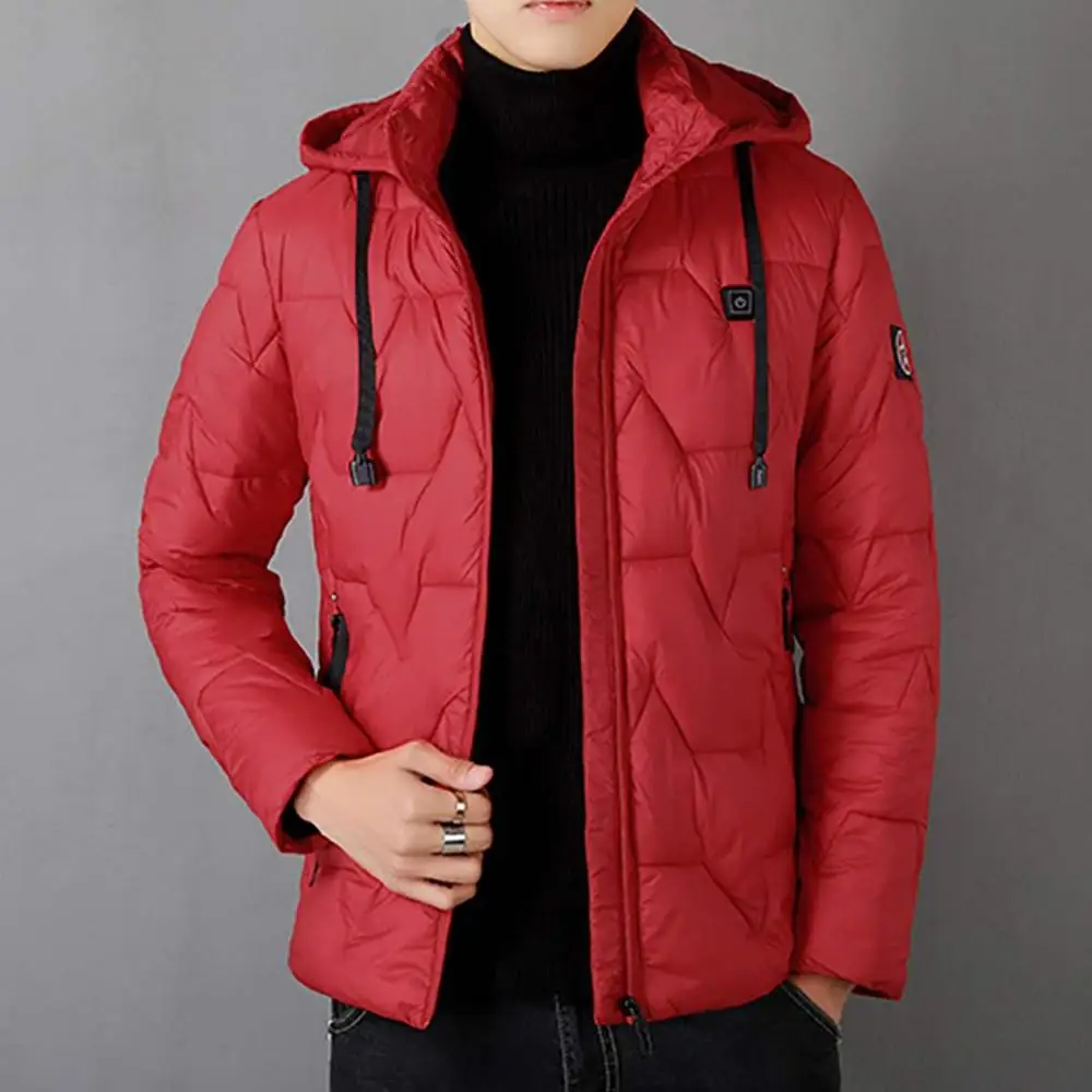 Men USB Electric Heated Coat Jacket 8 Hours Heating Hooded Jacket Long Sleeves Winter Warm Clothing Thermostat Hooded Waterproof
