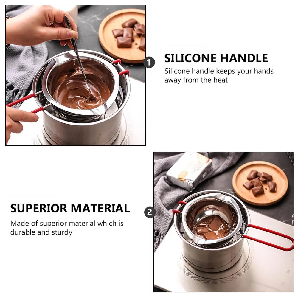 

1 Set of Candle Heating Bowl Wax Heating Pot with Mixing Spoon (Silver)