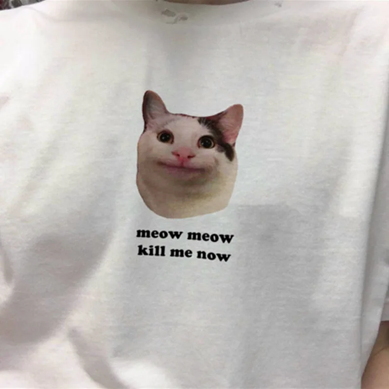 Модные женские рубашки с графическим рисунком милая Футболка принтом кота
