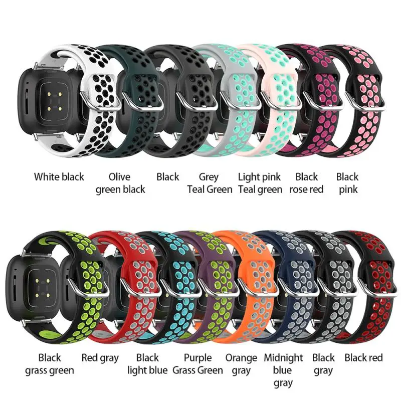 

Ремешок для часов, сменный Универсальный спортивный ремешок для смарт-часов, силиконовый мягкий двухцветный браслет, подходит для Fitbit Versa3/...