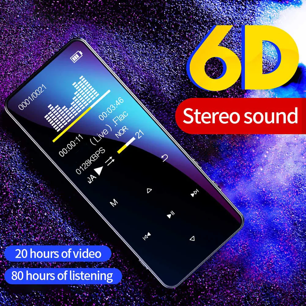 

Bluetooth 5,0 mp3-плеер без потерь 16 Гб HiFi Портативный аудиоплеер с FM-часами