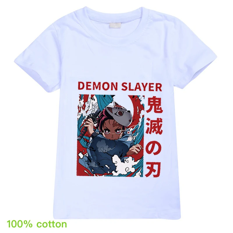 

2020 Cartoon Harajuku Kawaii Demon Blade Kids T Shirt Cotton Kimetsu No Yaiba Graphic Clothes Girls 8 o 12 Boys Shirts