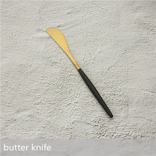 butter knife Золотой столовый набор из вилок из нержавеющей стали, ложка, посуда, кухонный десертный ужин, вилка, ложка, набор ножей, столовая посуда, набор посуды - Цвет: butter knife