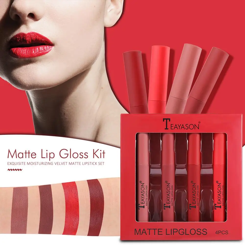 

4pcs/set Exquisite Moisturizing Lipstick Sexy Vampire Lip Stick Matte Velvet Lipsticks Lips Makeup Cosmetics Labiales Matte