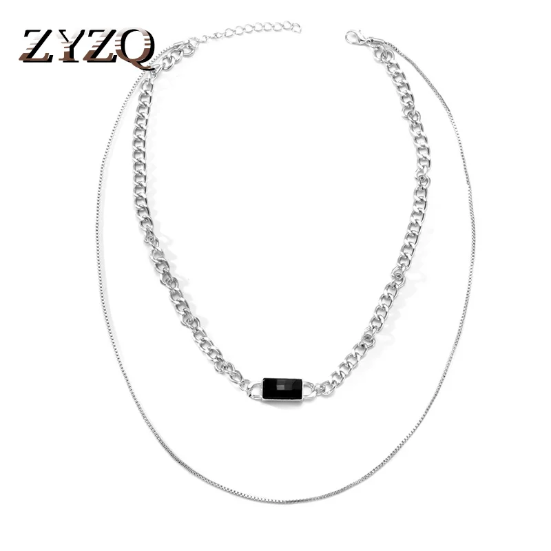

ZYZQ темпераментная простая черная подвеска с драгоценным камнем ожерелье для женщин новая индивидуальность Красивая кристаллическая много...