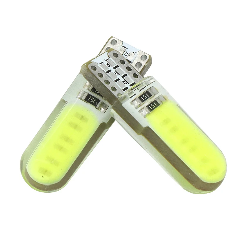 100 шт. силиконосветодиодный светодиод T10 5W5 W5W COB автомобильный внутренний свет 12 В