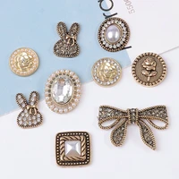 5 pcslot new alloy bowknot rabbit accessories pearl oval square pearl alloy butttons diy bag shoes materials hair accessories