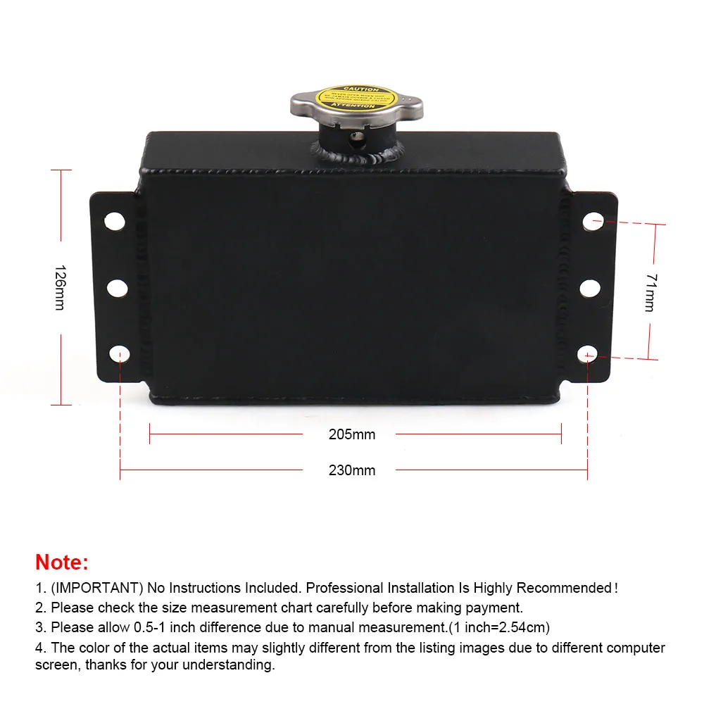 Универсальный алюминиевый расширительный резервуар для охлаждающей жидкости 1 л