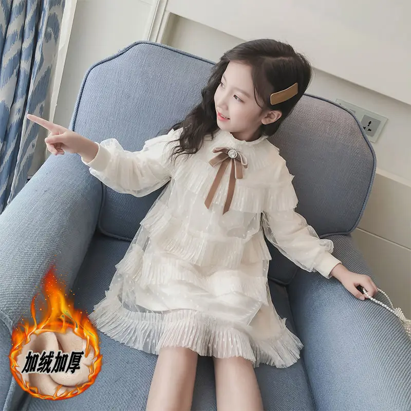 Детское Сетчатое платье принцессы с бантом элегантное вечернее платье-пачка для