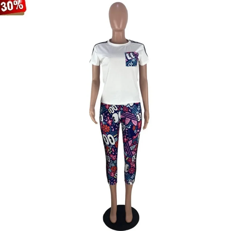 Женский комплект со штанами короткая рубашка из двух частей спортивный костюм 2019