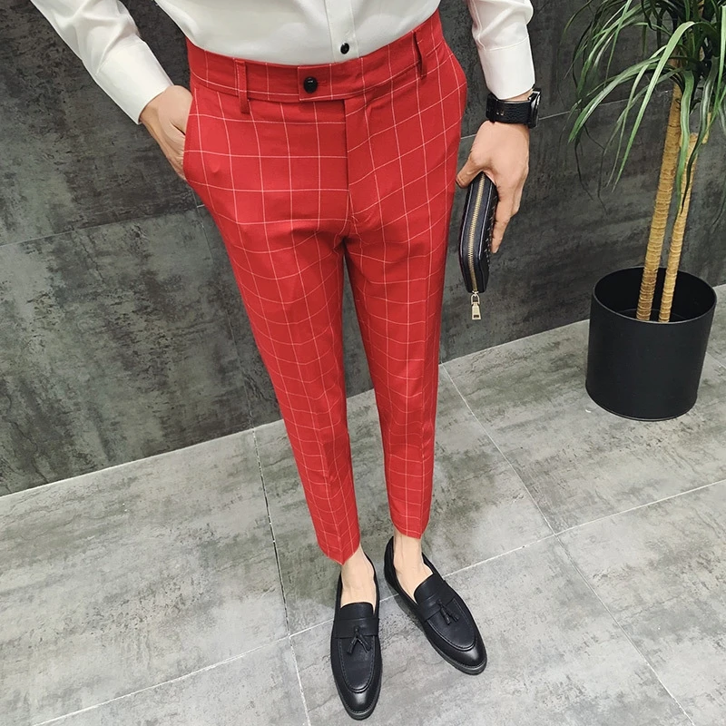 

Dress British Style Suit Pant 2020 New Plaid Suit Pant Men Brand Gentlemen Business Casual Work Pant Men Trousers