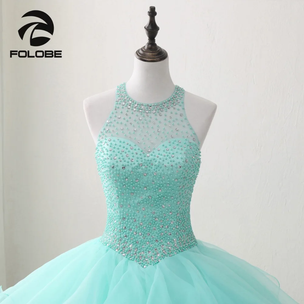 Милое 16 бальное платье с лямкой на шее и оборками Vestidos De 15 anos роскошное