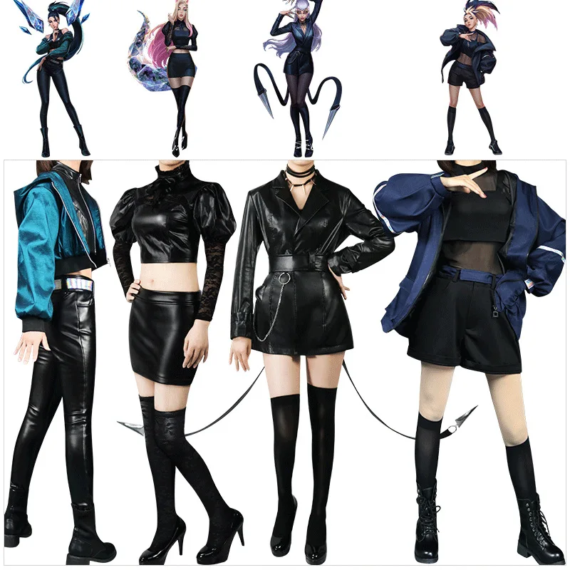KDA Girl Group League of Legends Ahri Kaisa Akali Evelynn полный комплект для Хэллоуина вечеринки косплей