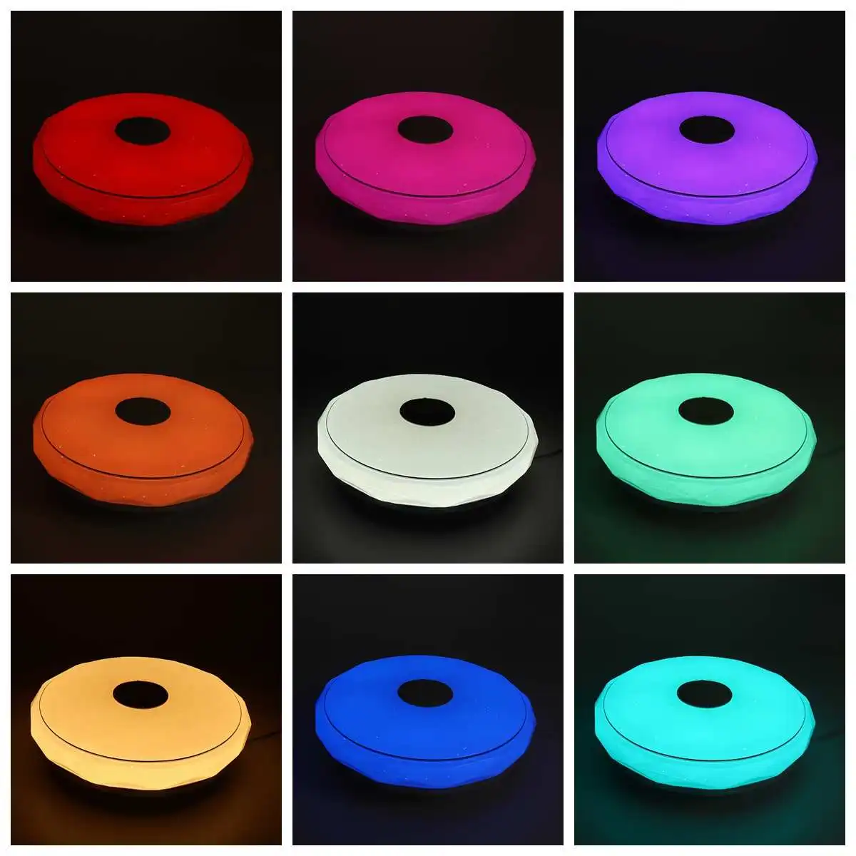 Lámpara de techo LED RGB para música, altavoz con bluetooth, 36W/72W, para fiesta en casa, dormitorio, 170-265V, mando a distancia, regulable + aplicación, luz colorida inteligente