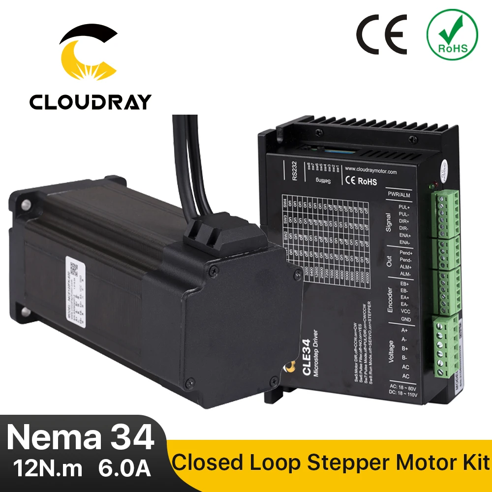 Замкнутый комплект шагового двигателя Cloudray Nema 34 с датчиком кодирования 12 нм