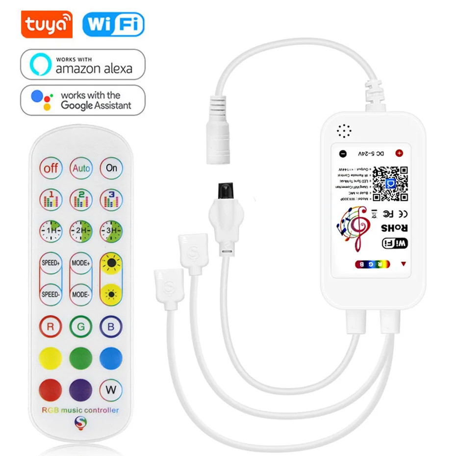 Tuya умный светодиодный ленточный светильник RGB контроллер Голосовая и