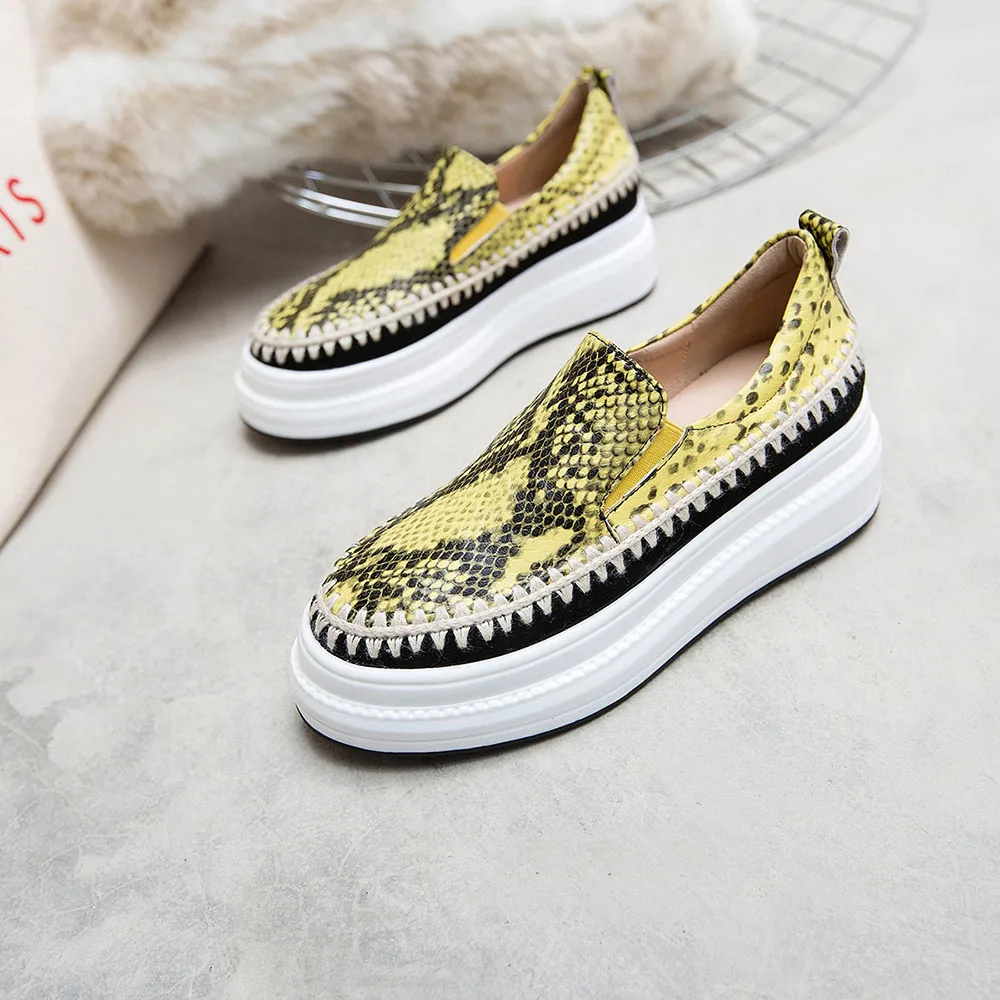 Лоферы на платформе для женщин Роскошная обувь ручной работы из натуральной кожи