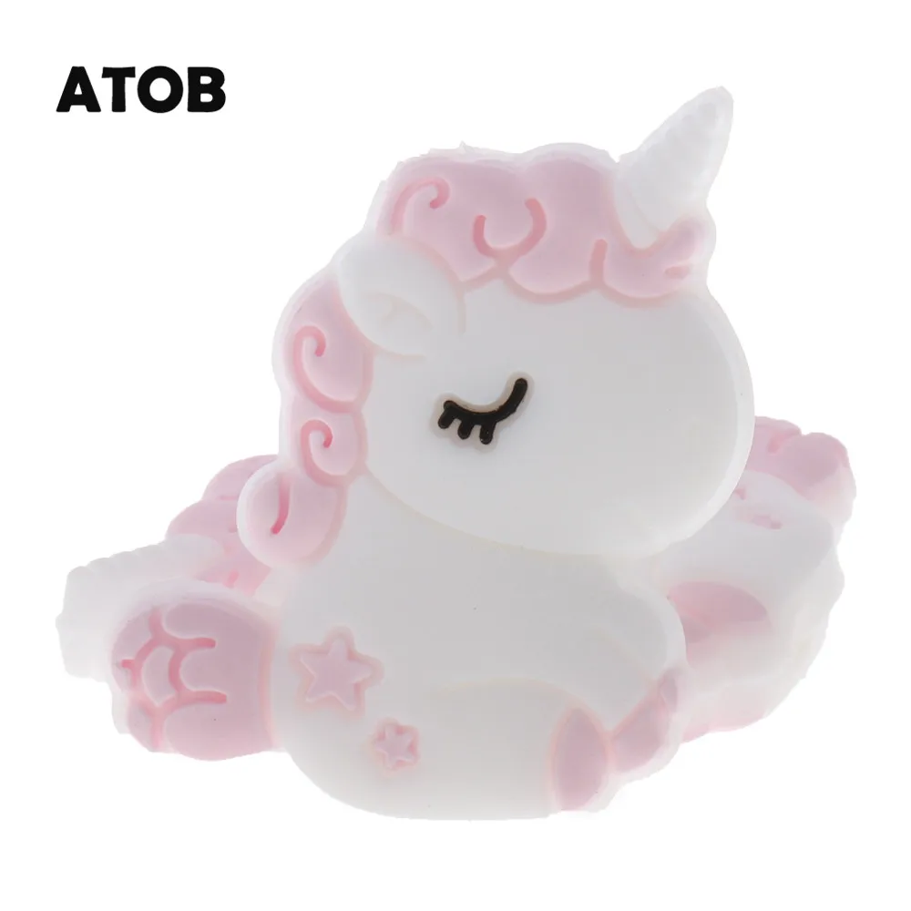 ATOB 30 шт. силиконовые бусины в виде единорога кавайные для ожерелья детские