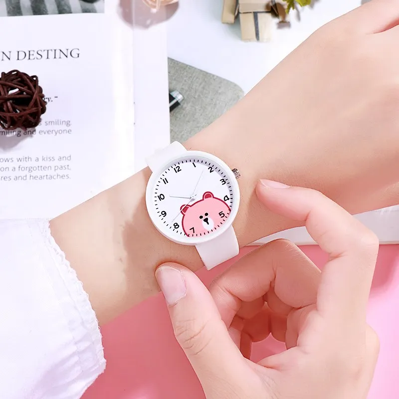 

1pc New Kids Watches Boys Girls Cute Cartoon Bear Silicone Children's Watch Women Ladies Quartz Wristwatches Gifts Clock
