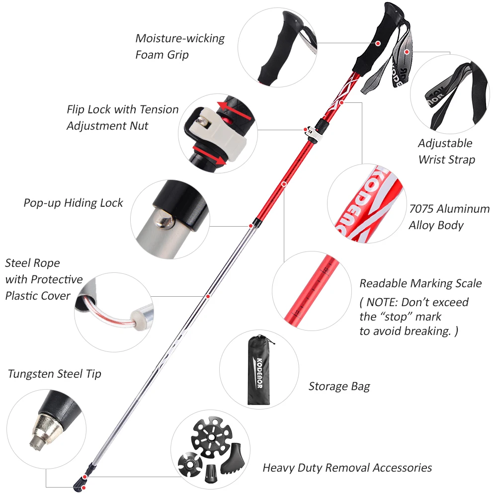 

2 PCS Collapsible Trekking Poles Set Men Women Walking Poles Lightweight Hiking Sticks For Trekking Camping Traveling Climbing