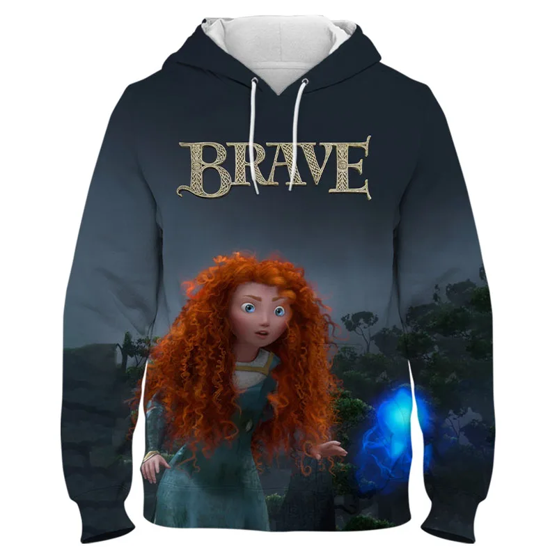 

New Disney Movie Brave Hoodie For Men 3D Printed Fashion Oversized Male Women Sweatshirts Spring Autumn Childrens' Anime Hoodies