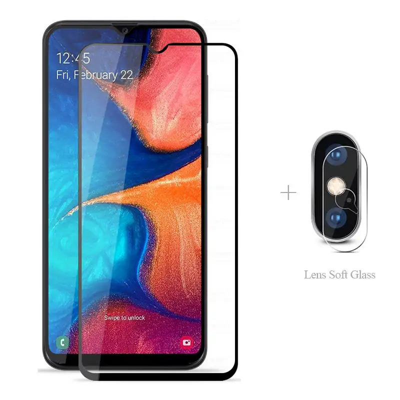 Закаленное стекло с полным покрытием + Защитная пленка для камеры Samsung GALAXY A01 SM A015F