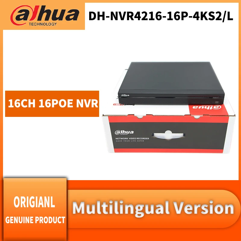 

Dahua DH-NVR4216-16P-4KS2/L 16 Channel 1U 2HDDs 16PoE 4k & H.265 Lite Network Video Recorder.