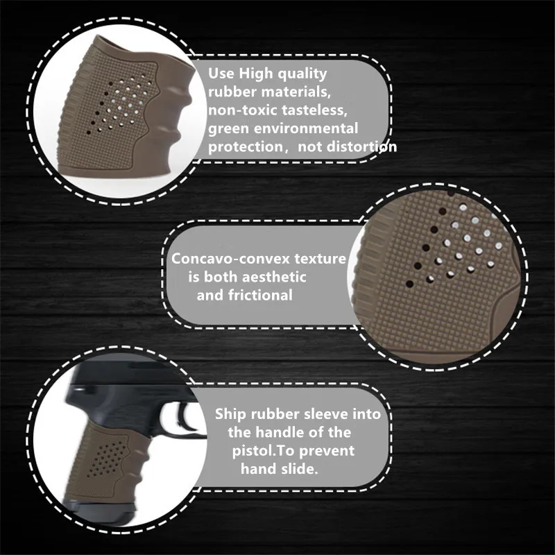

Tactical Pistol Rubber Grip Glove Glock 17 Anti Slip Airsoft Handgun Sleeve Holster Gun Handle Protect Cover Hunting Accessories