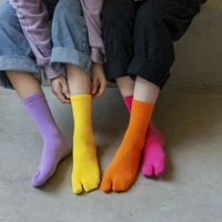 cotton toe socks neon fluorescent foot socks middle tube boat sock socks two finger solid color socks women socks comfortable