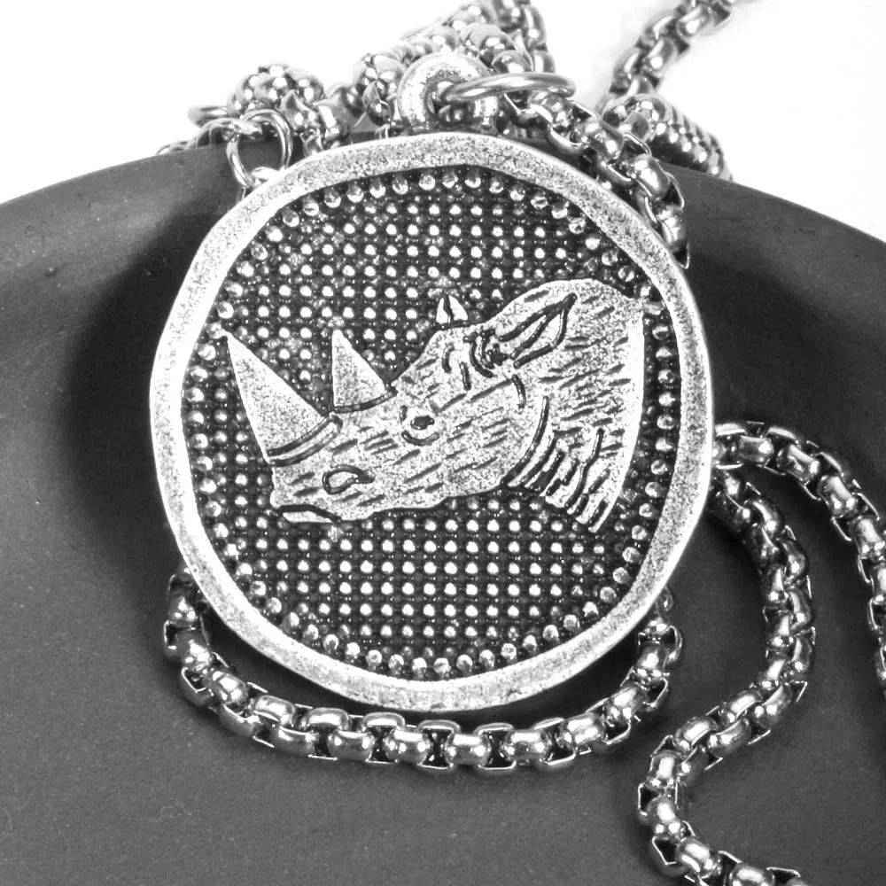 Ожерелье с Носорогом уникальный кулон медаль монеты животными 25 х мм подарки