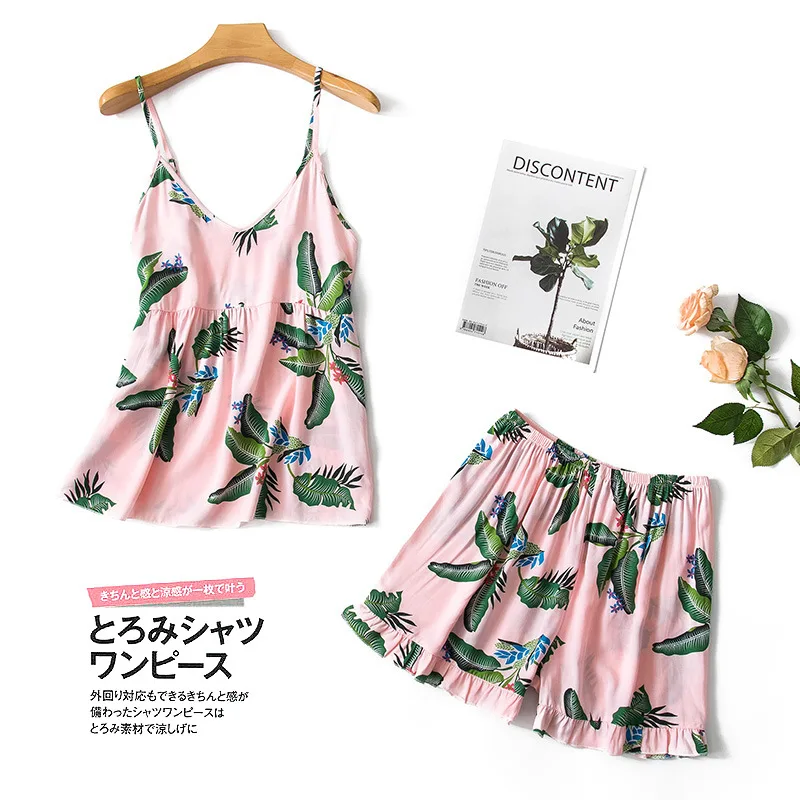 

2020 Summer Pajamas Set Sexy Pyjama Femme Satin Sleepwear Summer Home Clothes Nightie Women Pijama