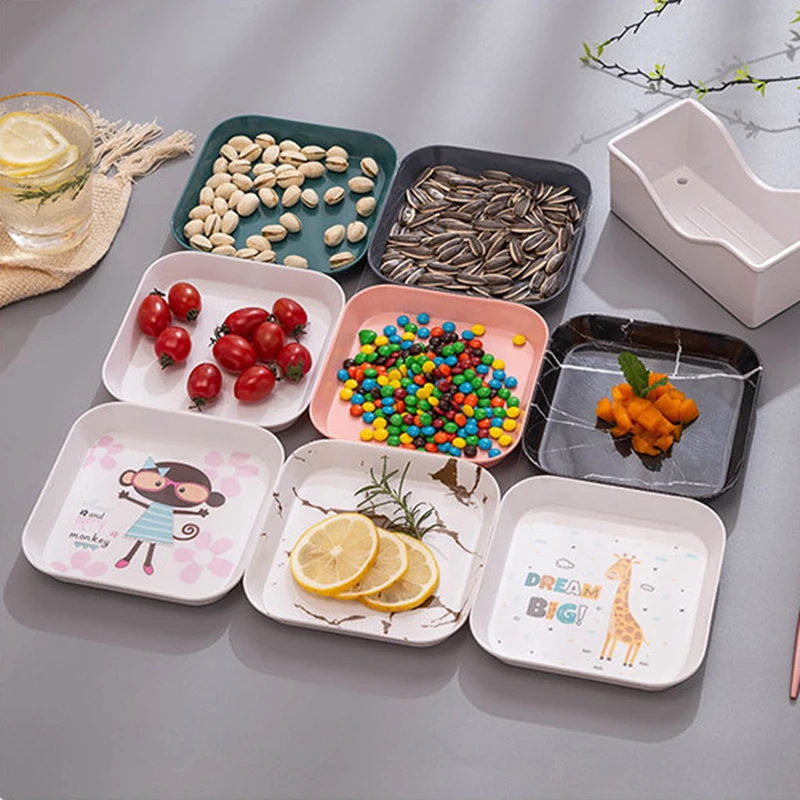 Пластиковый поднос Корейская мультяшная многофункциональная тарелка для снэков