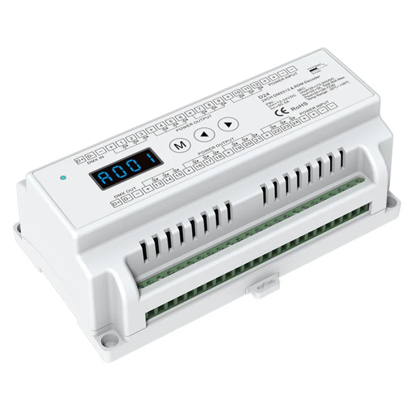 24 канальный светодиодный Декодер CV DMX512 D24 Вход постоянного тока 12 В 3A * 24CH PWM выход