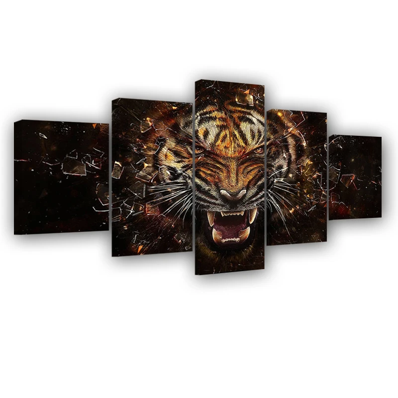 Картина маслом на холсте с изображением тигра | Дом и сад