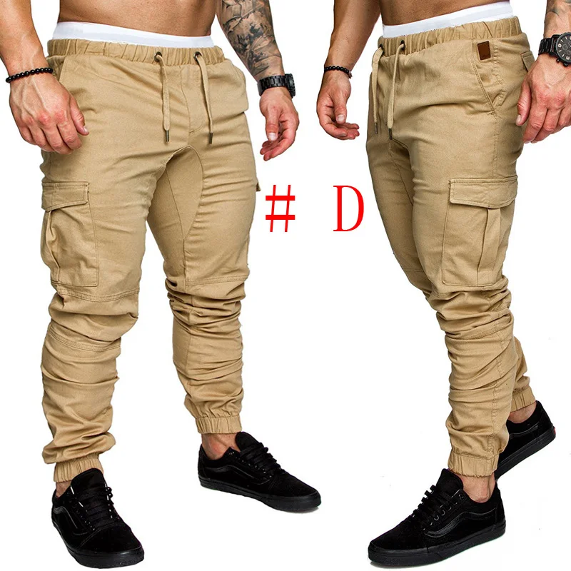 D Новые модные спортивные штаны, Мужские Jogger штаны похудания форма брюки повседневные брюки с эластичным поясом Мужские штаны длинные брюки - Цвет: D