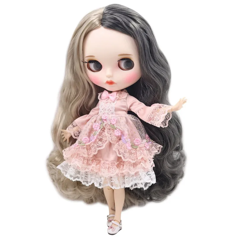 Ледяной обнаженный Blyth кукла No. BL8800/9016 Серебряный микс серые волосы резные губы матовые индивидуальные лица соединение тела 1/6 bjd