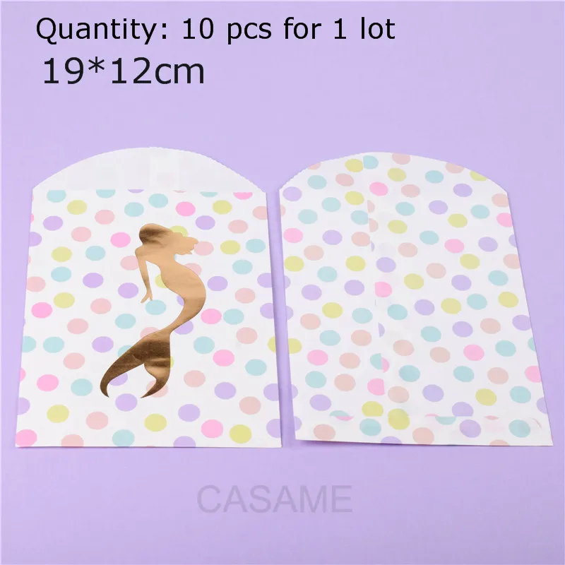mermaid 10pcs Свадебный подарок для гостей пакет сумки печенья пакет подарки на праздник Декор упаковочные бумажные пакеты - Цвет: mermaid 10pcs