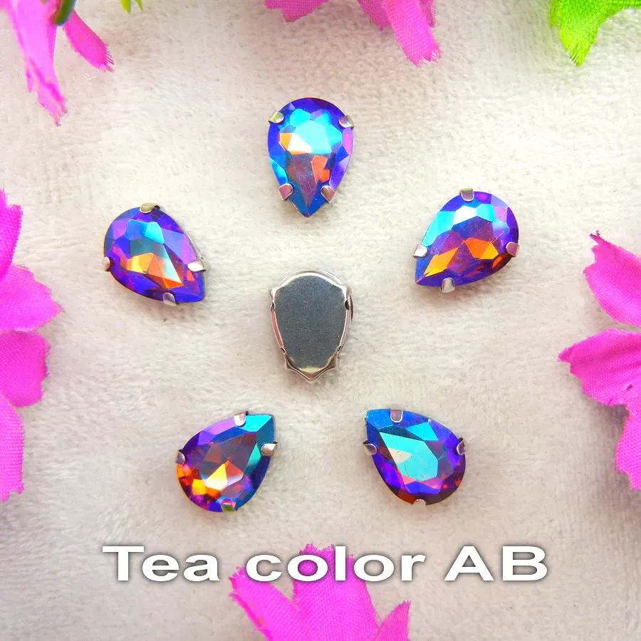 AB цвета серебряные крабы отверстия 7 размеров капля воды КАПЛЕВИДНАЯ стеклянная