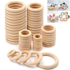 Кольца из натурального дерева для макраме, сделай сам, деревянные обручи, украшения, соединители, изготовление ювелирных изделий, Детские кольца-прорезыватели для зубов, игрушки для кормления, 15-90 мм
