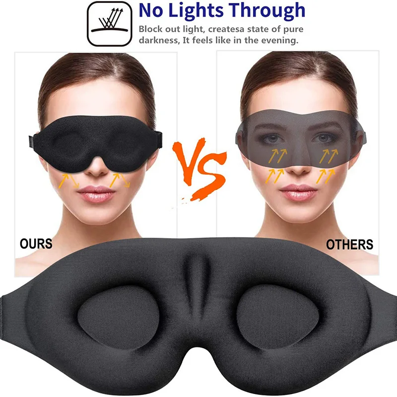 

Sleeping Eye Mask 3D Concave Molded Contoured Cup Blindfold for Women Men Travel Rest Adjustable Blackout Eye Mask