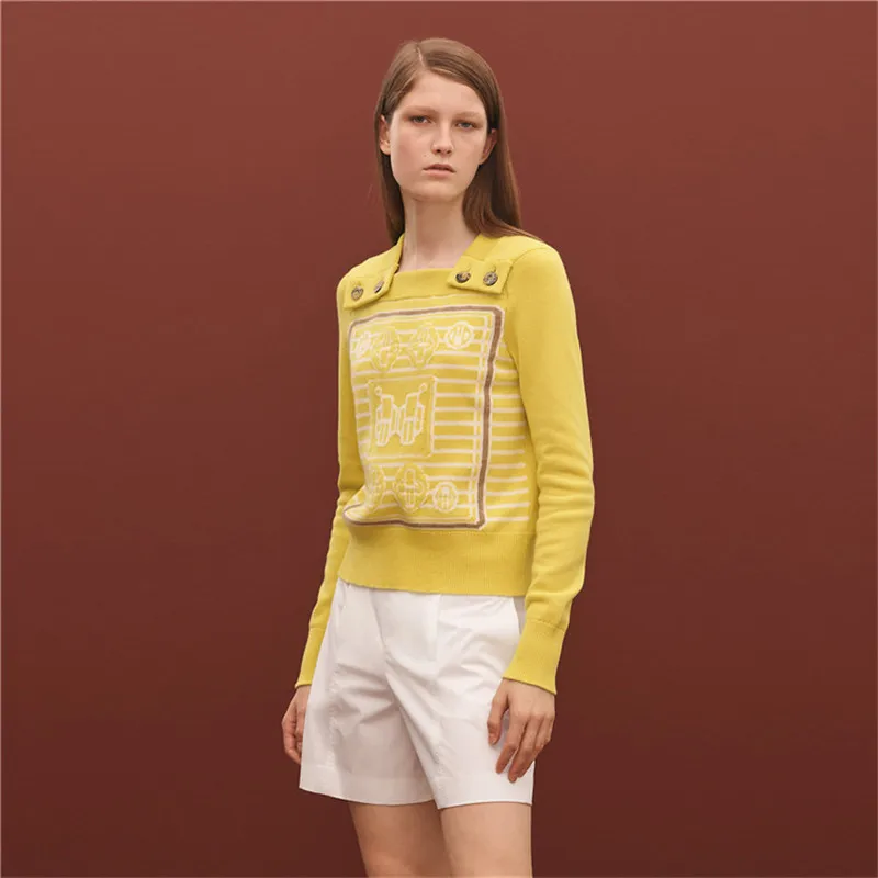 2019 зимний женский вязаный свитер с рождественским принтом пуловеры желтый