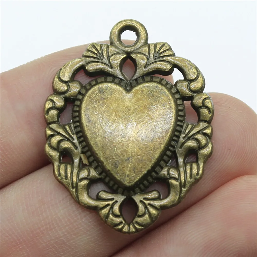 WYSIWYG 10 шт 34x26 мм Античная бронзовая подвеска в виде сердца|heart charm|vintage diycharm charm |