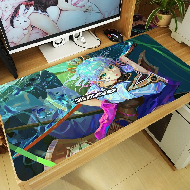 

Anime Game Genshin Impact Kamisato Ayaka Large Mouse Pad Mouse Mat Laptop Mice Mat Tabletop Keyboard Mat Playmat Drop shipping