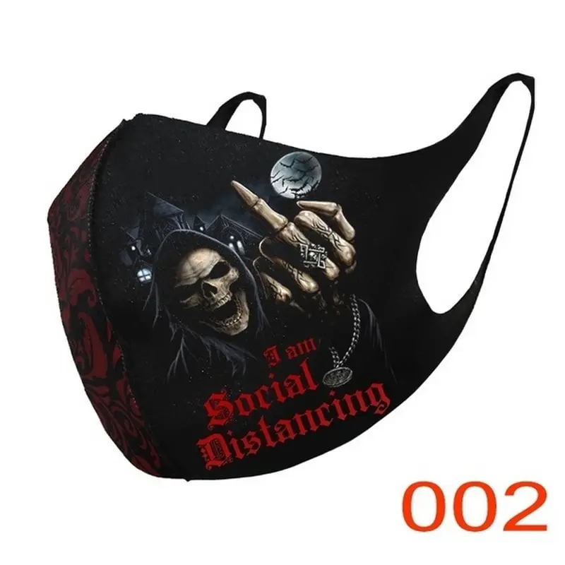 Маска для лица с принтом на Хэллоуин Пылезащитная моющаяся многоразовая маска