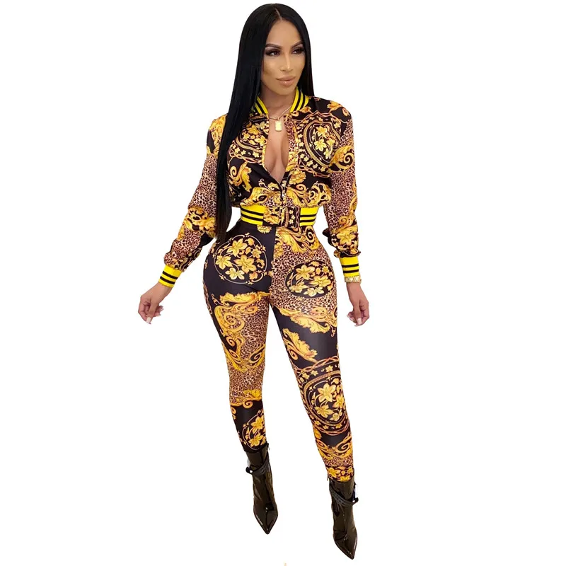 Европейская станция для женщин клуб Винтаж принт спортивный костюм с длинным