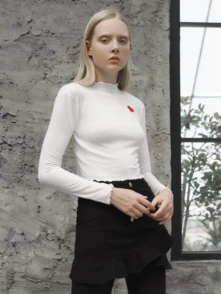 Женские расклешенные футболки с длинными рукавами и вышивкой в стиле панк PM-171TM |