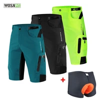 wosawe men padded baggy cycling shorts reflective mtb mountain bike bicycle riding trousers water resistant loose fit shorts